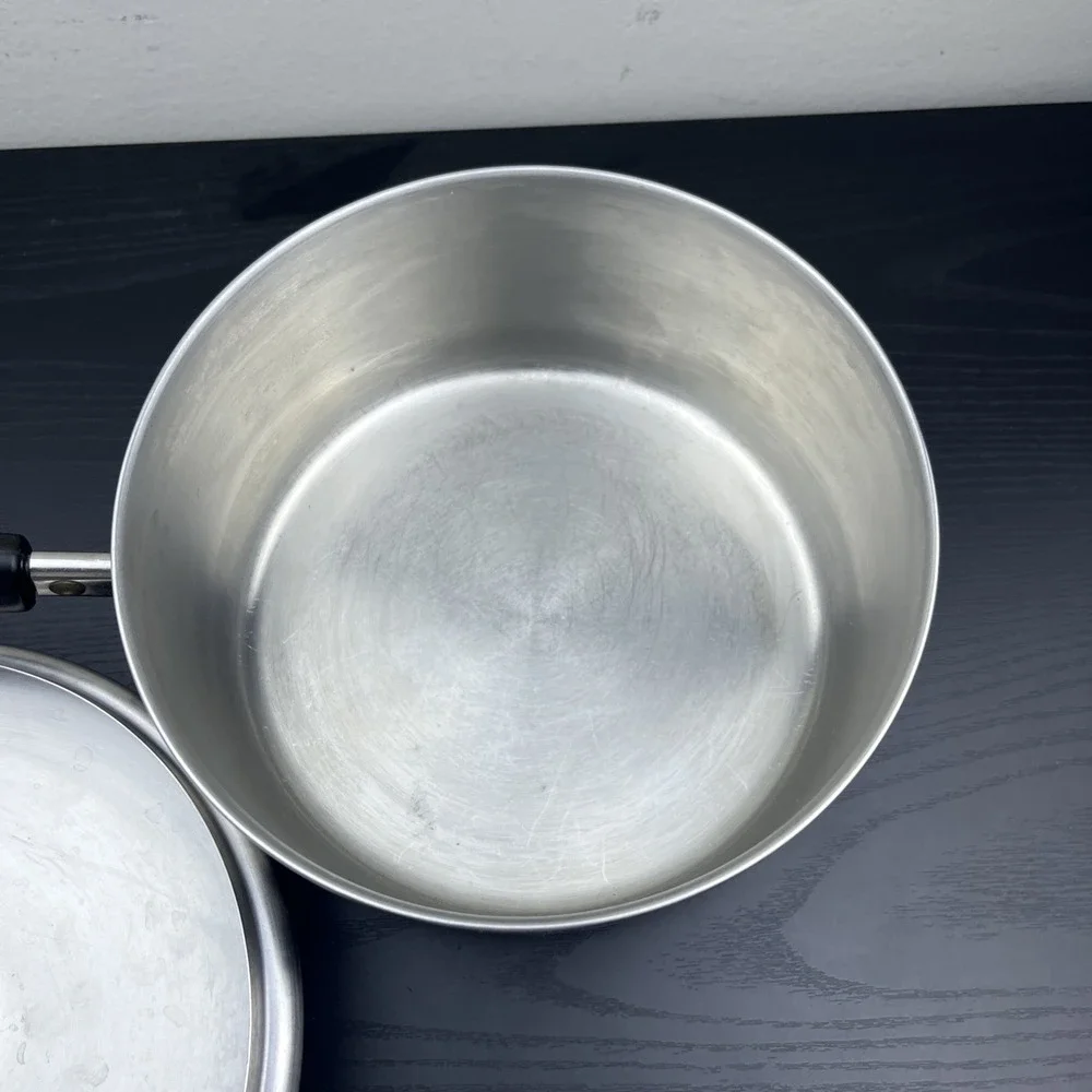 VTG Revere Ware 2 Qt Low Profile Sauce Pan w/Lid 1801 Copper Bottom USA